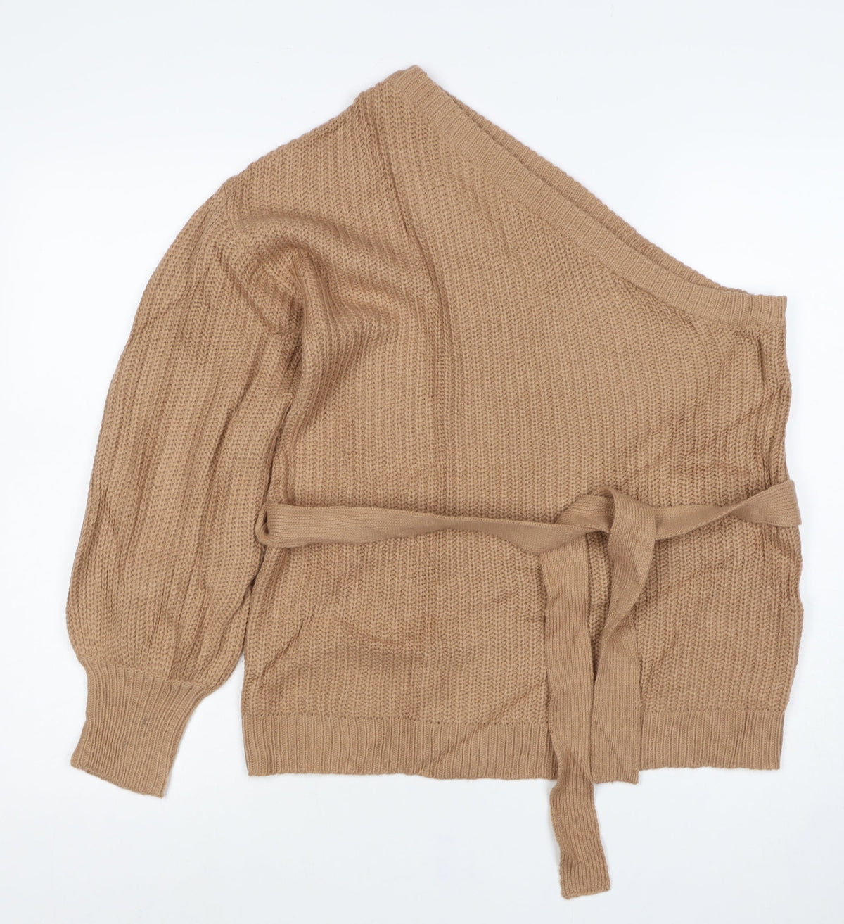 AX Paris Women’s Beige S Belted Wrap Knit Jumper