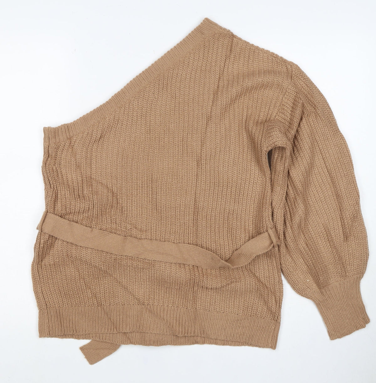 AX Paris Women’s Beige S Belted Wrap Knit Jumper