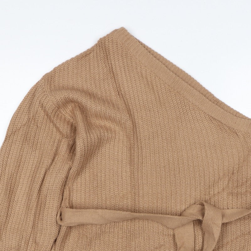 AX Paris Women’s Beige S Belted Wrap Knit Jumper