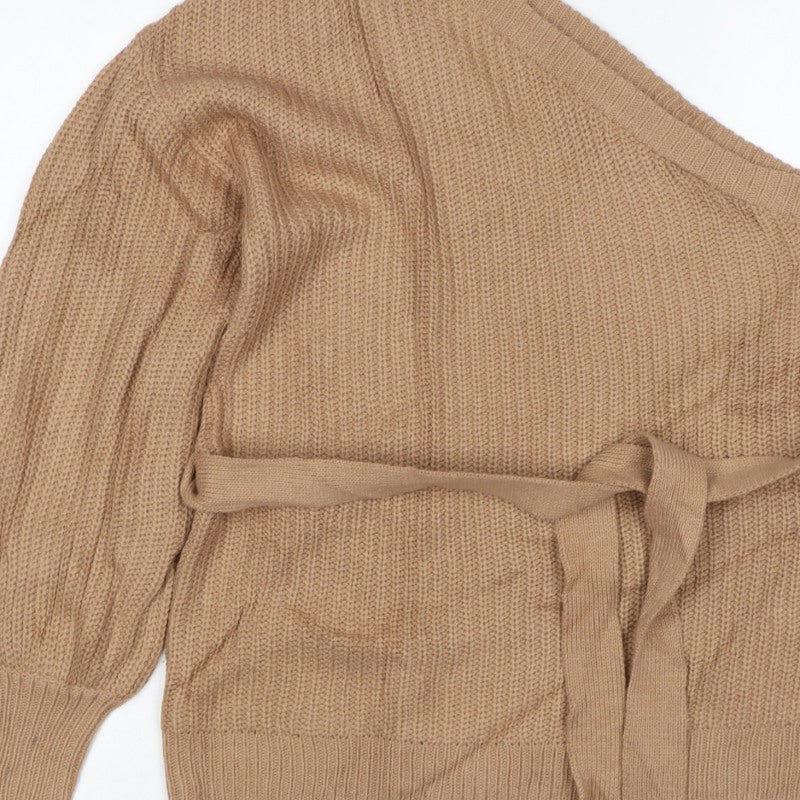 AX Paris Women’s Beige S Belted Wrap Knit Jumper