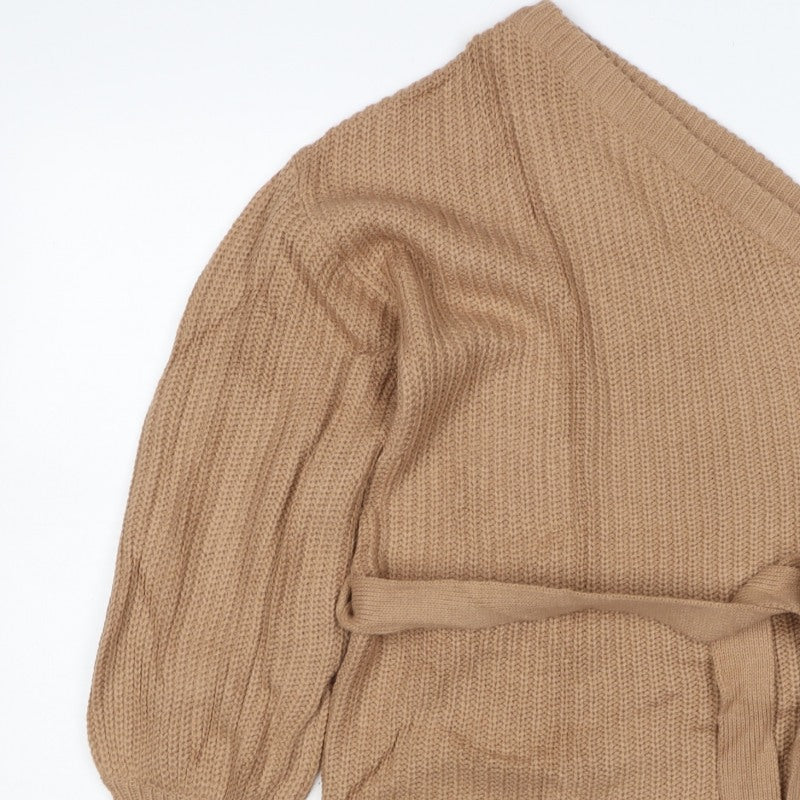 AX Paris Women’s Beige S Belted Wrap Knit Jumper