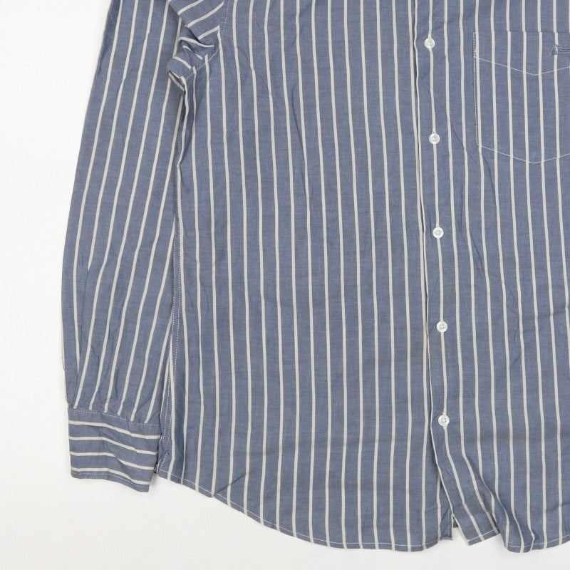 Armani Jeans Men's Blue White Striped S Cotton Long Sleeve Button-Up Shirt