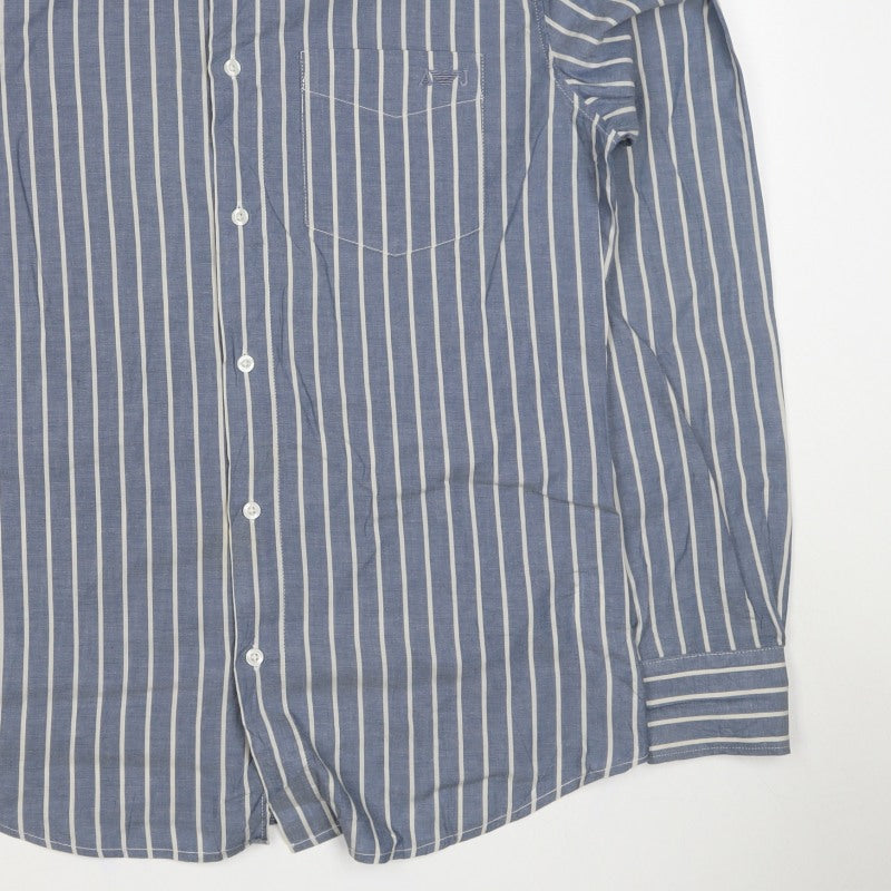 Armani Jeans Men's Blue White Striped S Cotton Long Sleeve Button-Up Shirt