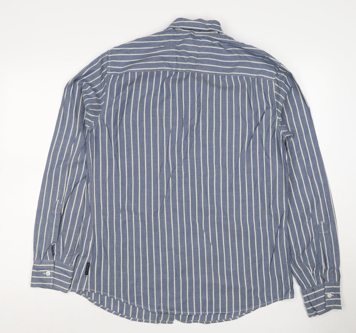 Armani Jeans Men's Blue White Striped S Cotton Long Sleeve Button-Up Shirt