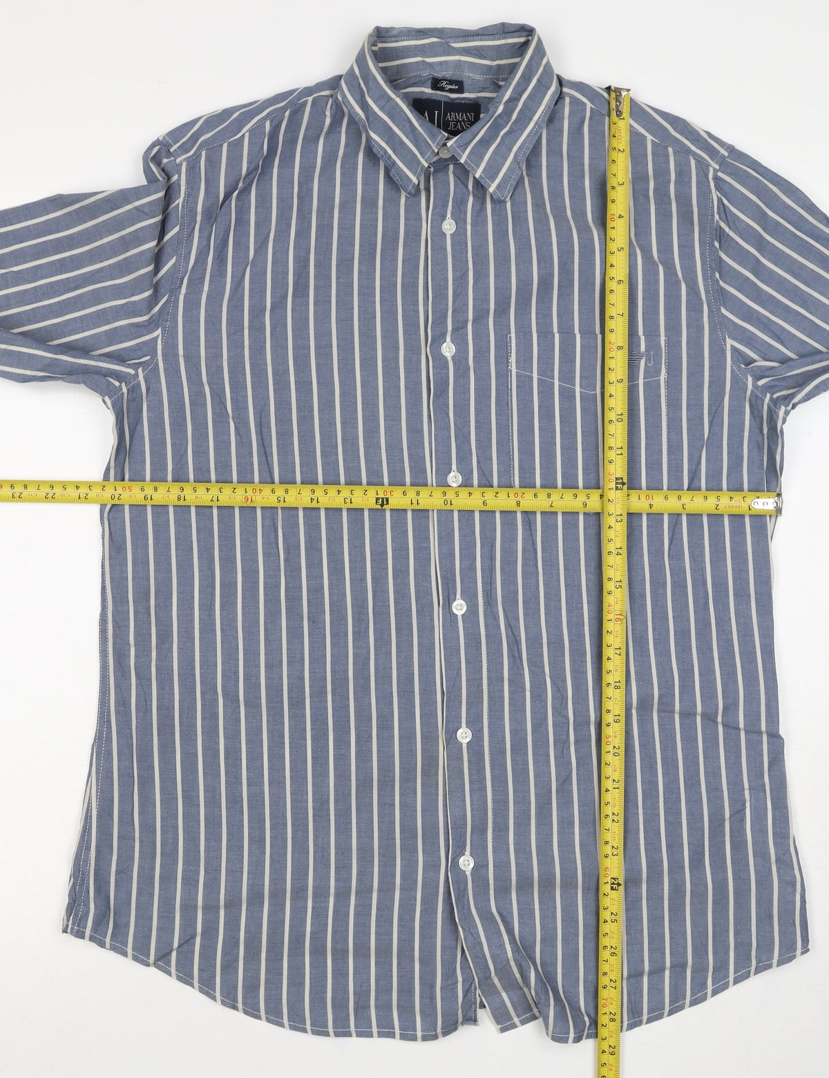 Armani Jeans Men's Blue White Striped S Cotton Long Sleeve Button-Up Shirt
