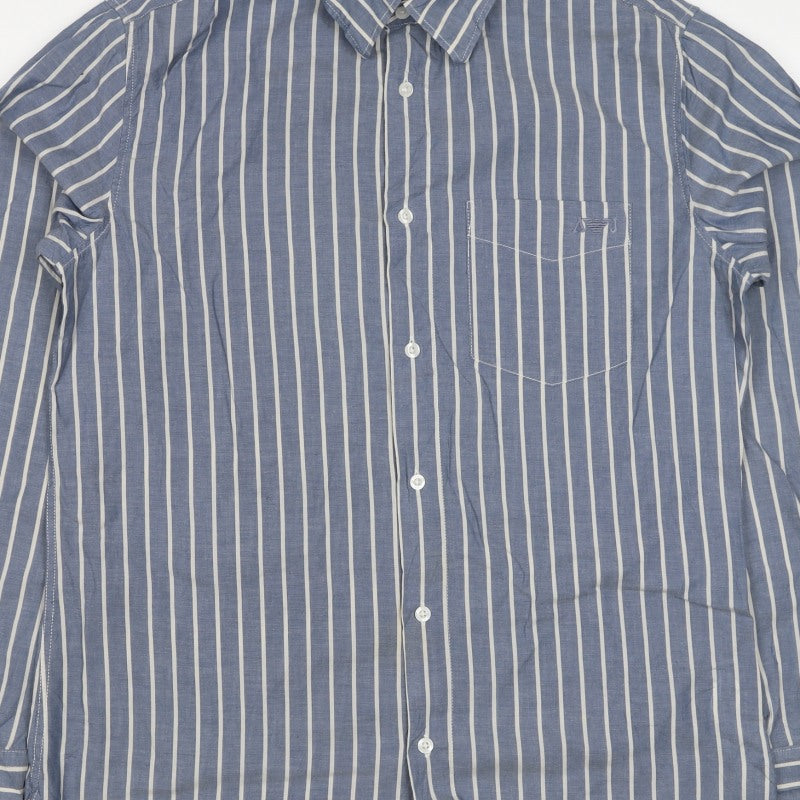Armani Jeans Men's Blue White Striped S Cotton Long Sleeve Button-Up Shirt