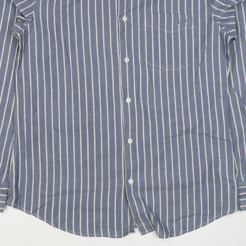 Armani Jeans Men's Blue White Striped S Cotton Long Sleeve Button-Up Shirt