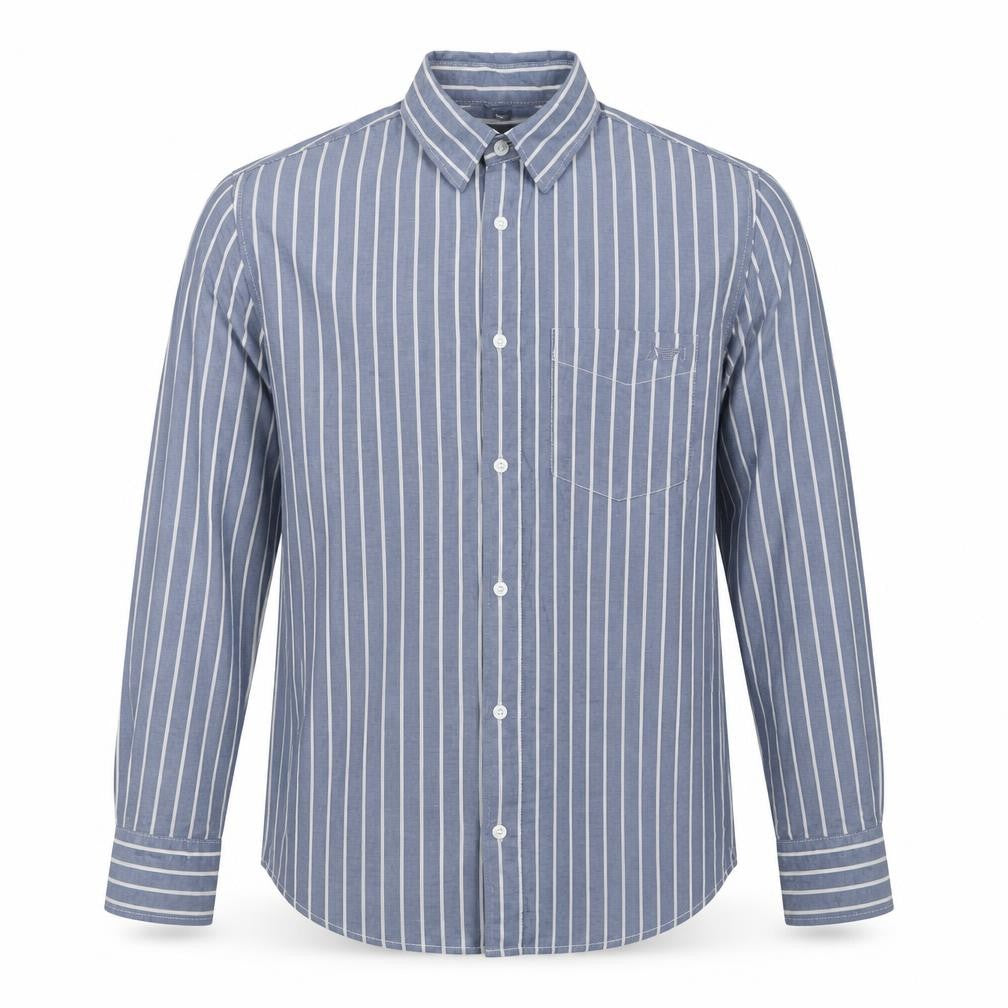 Armani Jeans Men's Blue White Striped S Cotton Long Sleeve Button-Up Shirt