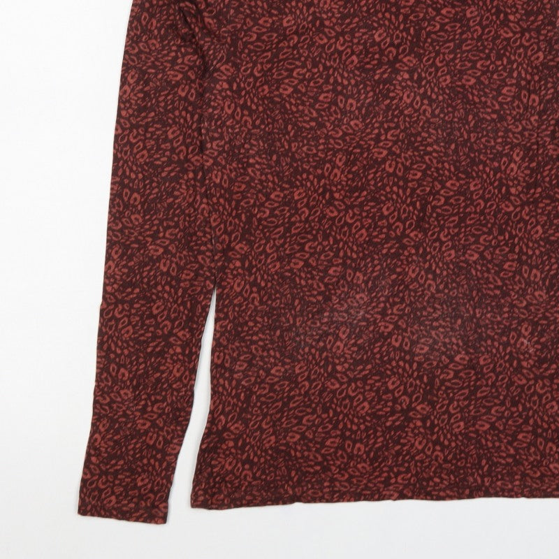 Ted Baker Women’s Red Leopard Print High Neck Stretch Top UK 10