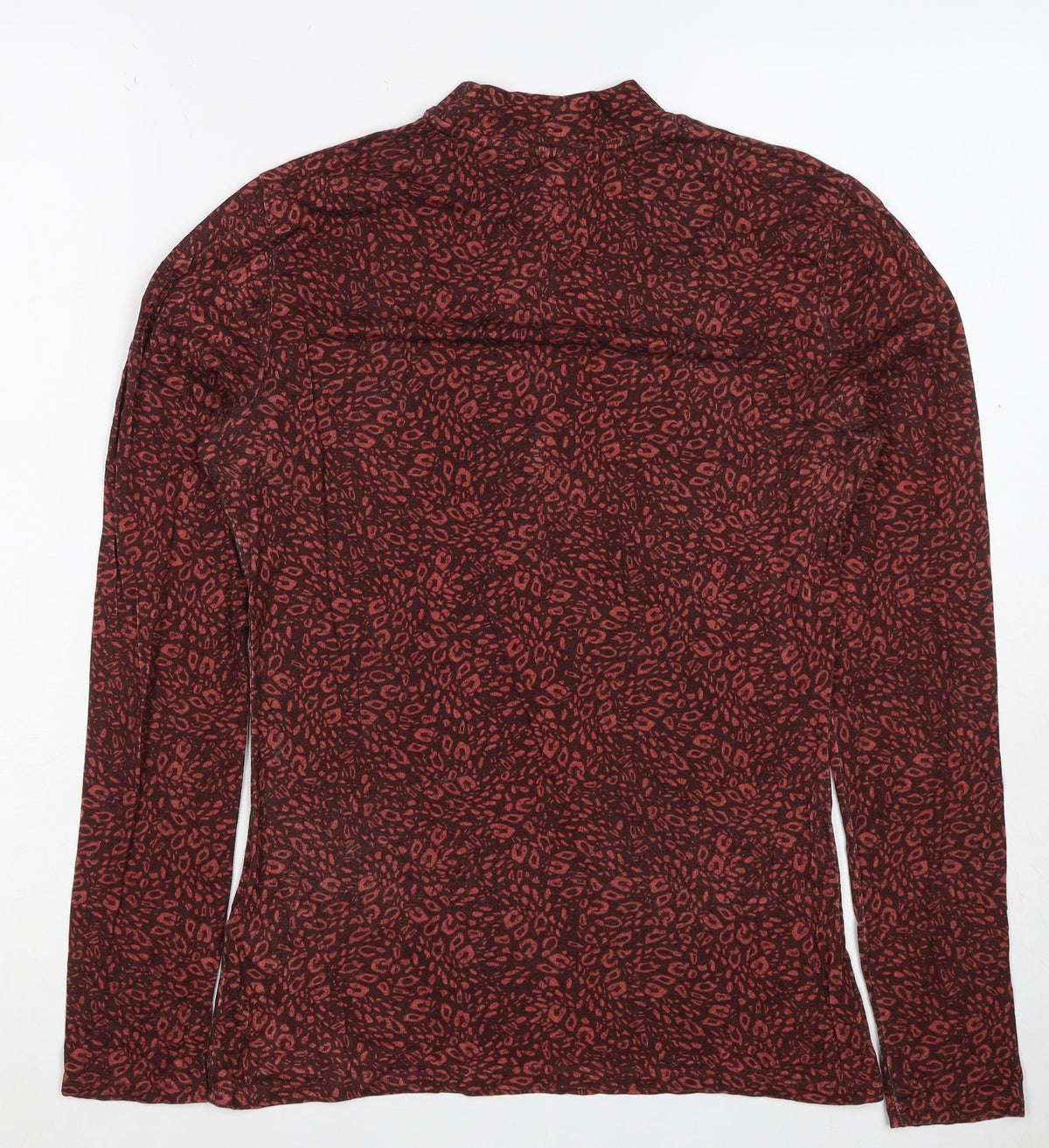 Ted Baker Women’s Red Leopard Print High Neck Stretch Top UK 10
