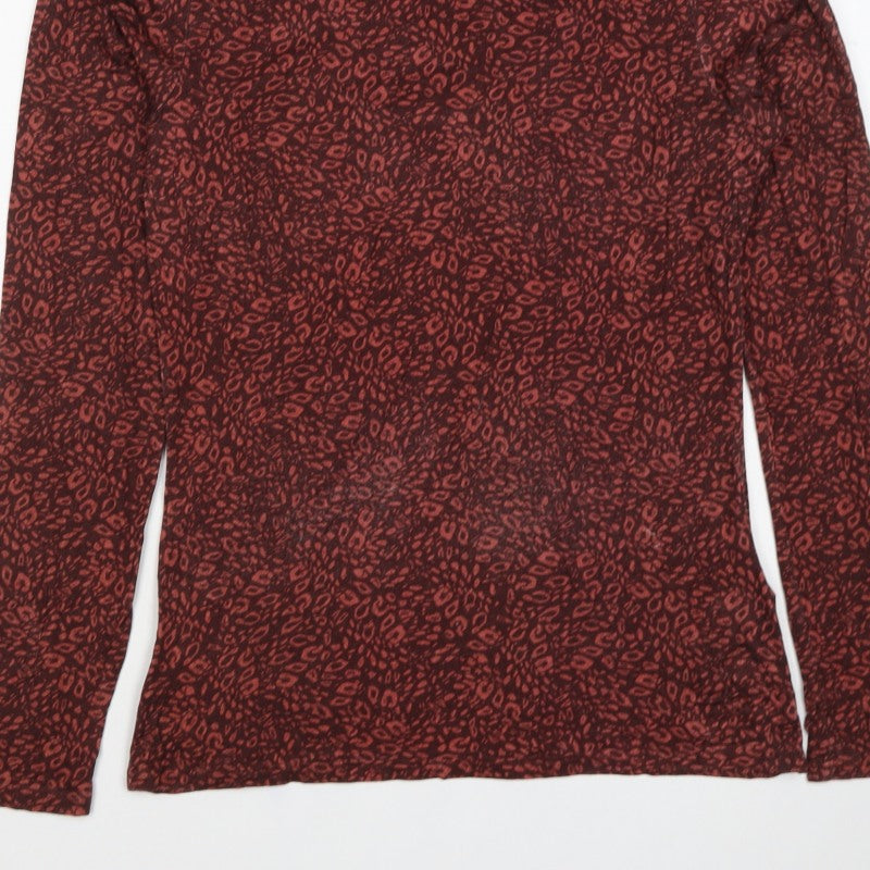 Ted Baker Women’s Red Leopard Print High Neck Stretch Top UK 10
