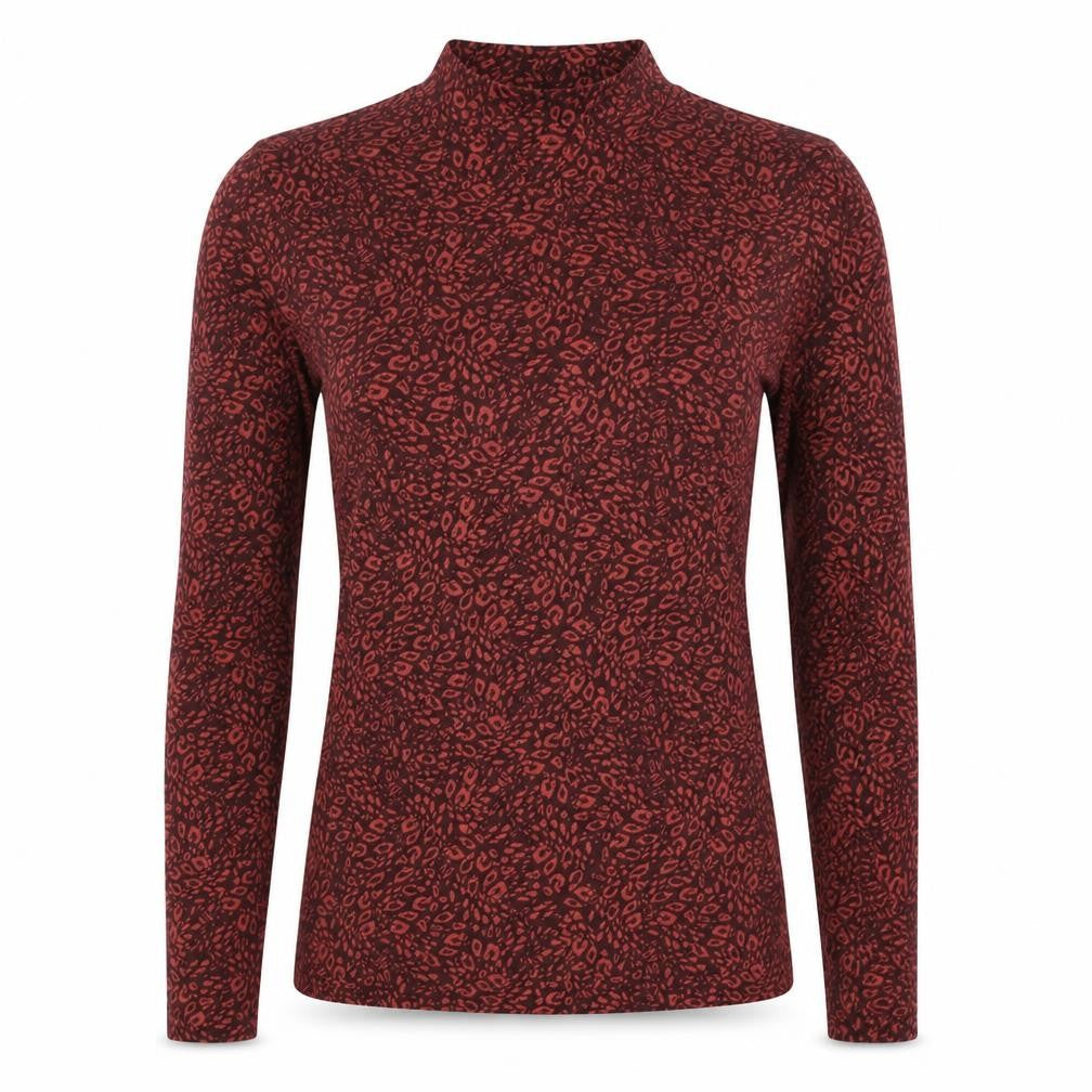 Ted Baker Women’s Red Leopard Print High Neck Stretch Top UK 10