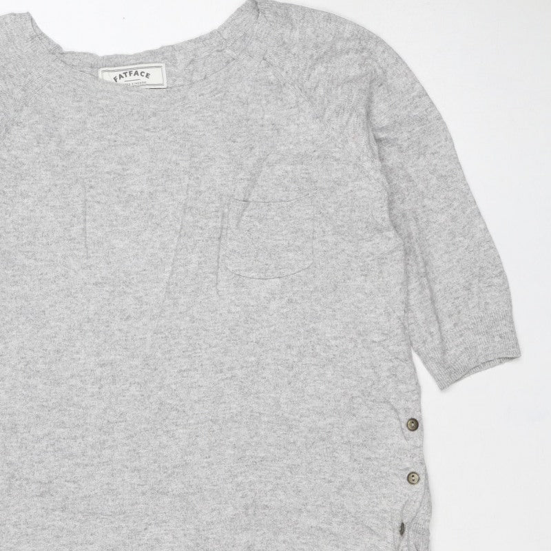 FatFace Women’s Grey Size 12 Button-Up Knit Long Sleeve Cardigan
