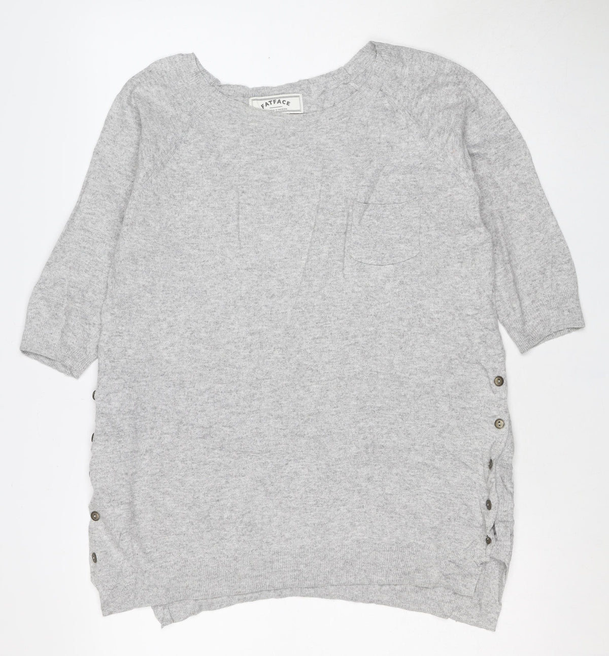 FatFace Women’s Grey Size 12 Button-Up Knit Long Sleeve Cardigan