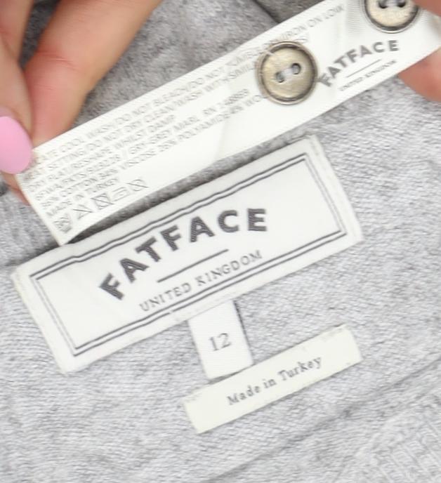 FatFace Women’s Grey Size 12 Button-Up Knit Long Sleeve Cardigan