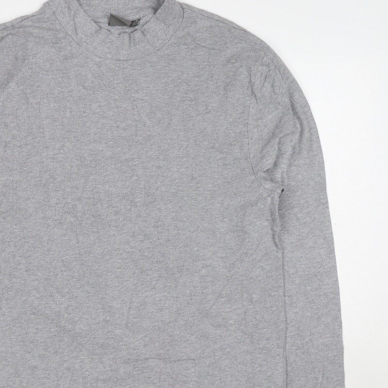 ASOS Men’s Grey XL Mock Neck Short Sleeve Cotton T-Shirt