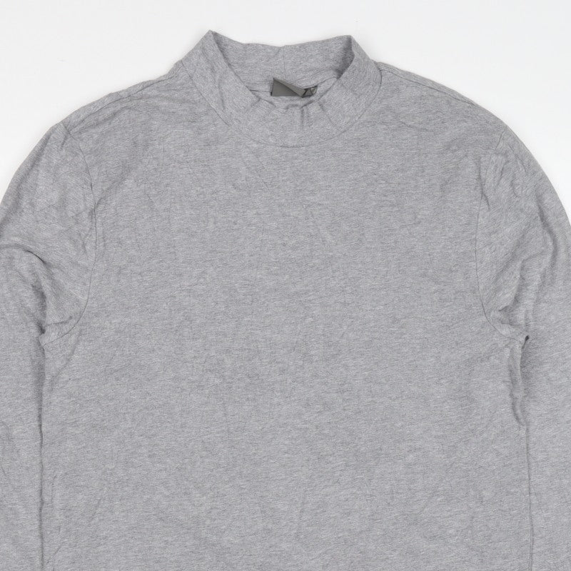 ASOS Men’s Grey XL Mock Neck Short Sleeve Cotton T-Shirt