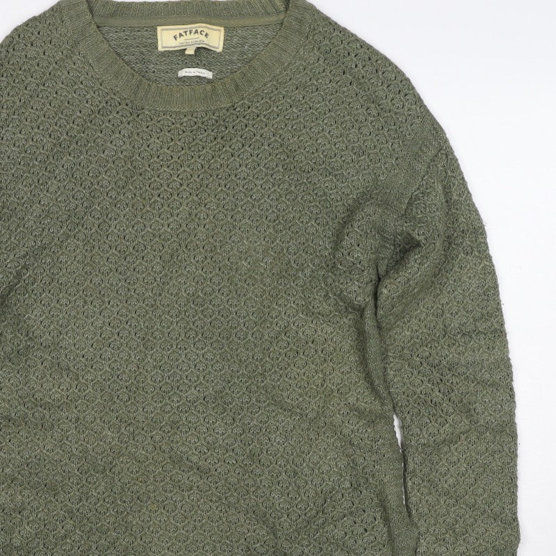 FatFace Women’s Green Size 10 Longline Open Knit Tunic Jumper