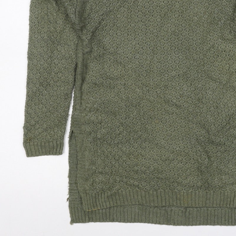 FatFace Women’s Green Size 10 Longline Open Knit Tunic Jumper