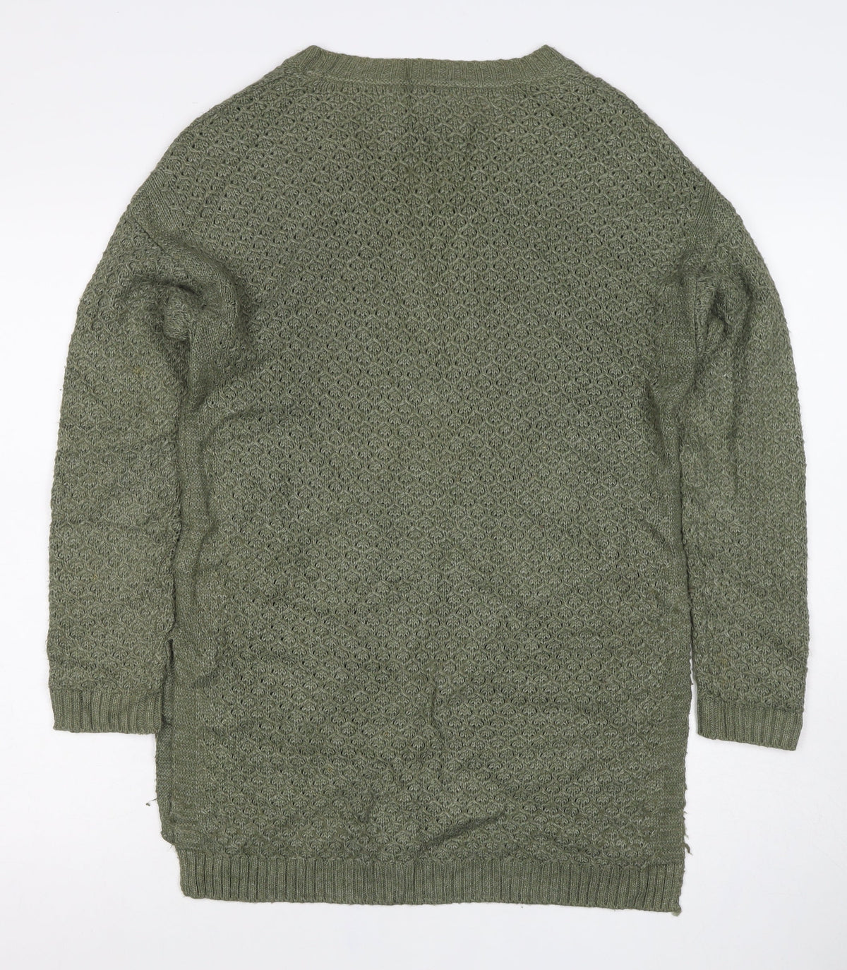 FatFace Women’s Green Size 10 Longline Open Knit Tunic Jumper