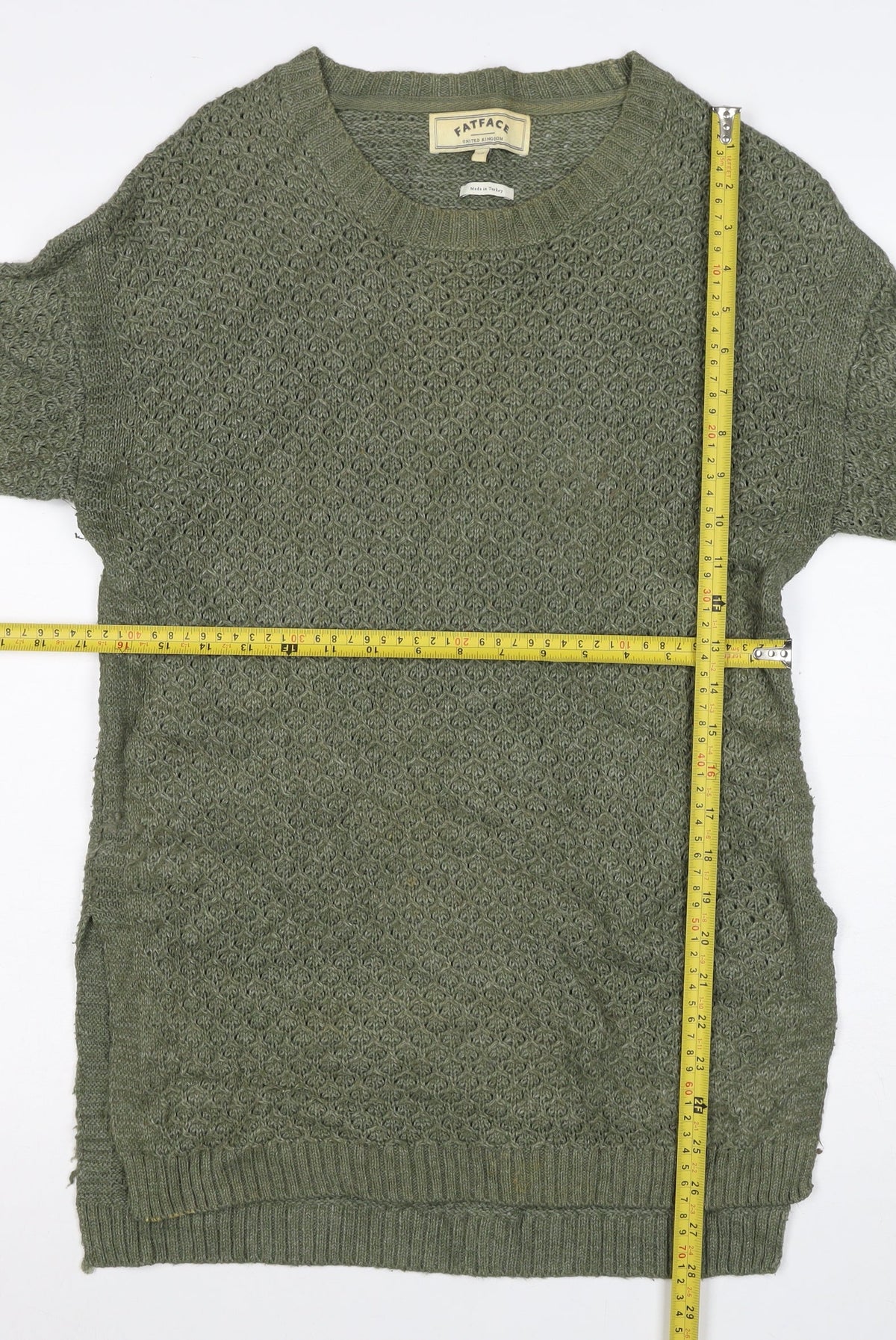 FatFace Women’s Green Size 10 Longline Open Knit Tunic Jumper