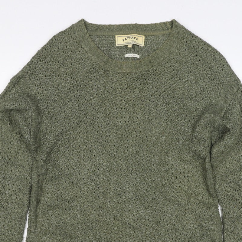 FatFace Women’s Green Size 10 Longline Open Knit Tunic Jumper