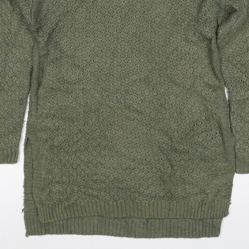FatFace Women’s Green Size 10 Longline Open Knit Tunic Jumper
