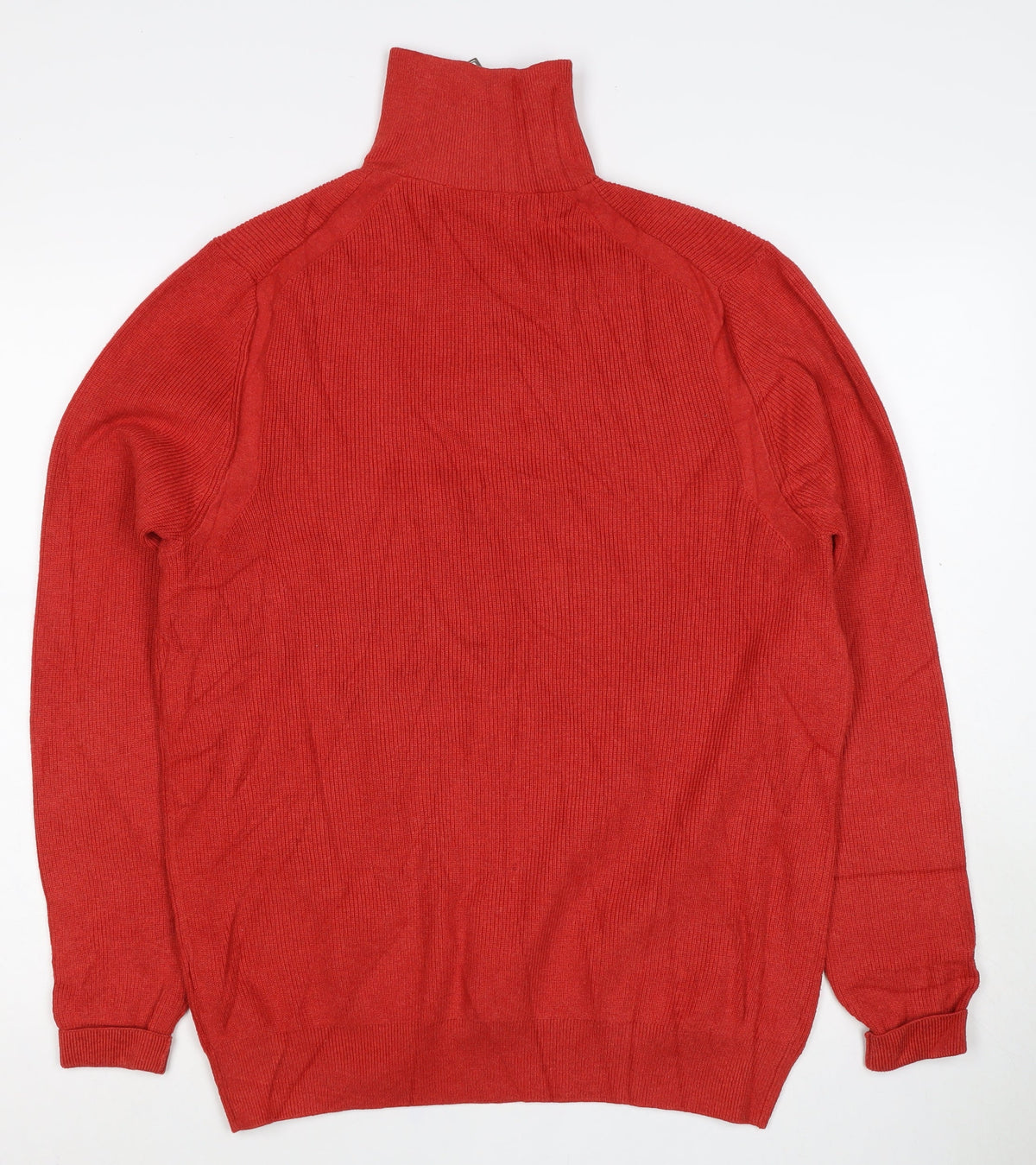 M&S Men’s Red M Half Zip High Neck Cotton Blend Jumper