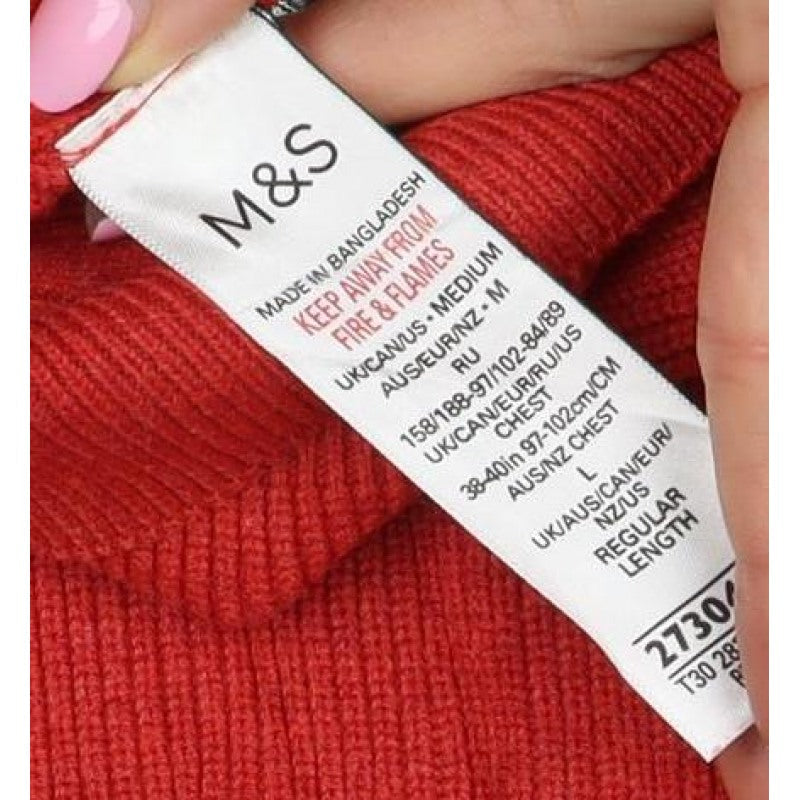 M&S Men’s Red M Half Zip High Neck Cotton Blend Jumper