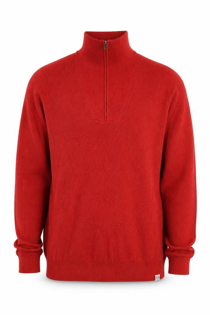 M&S Men’s Red M Half Zip High Neck Cotton Blend Jumper