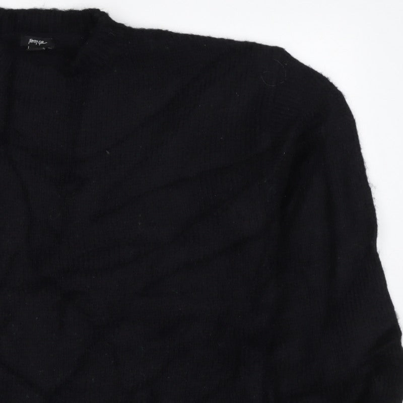 Nasty Gal Women's Black S Balloon Sleeve Mock Neck Knit Jumper