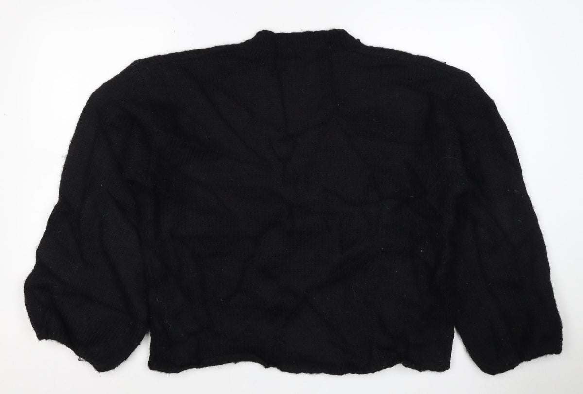 Nasty Gal Women's Black S Balloon Sleeve Mock Neck Knit Jumper