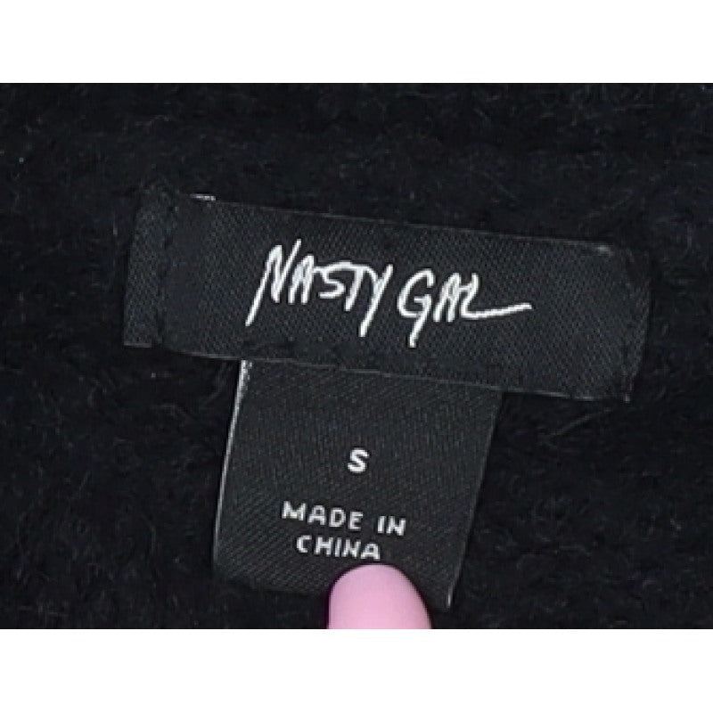 Nasty Gal Women's Black S Balloon Sleeve Mock Neck Knit Jumper