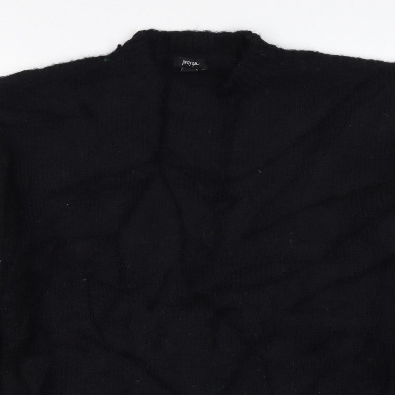Nasty Gal Women's Black S Balloon Sleeve Mock Neck Knit Jumper