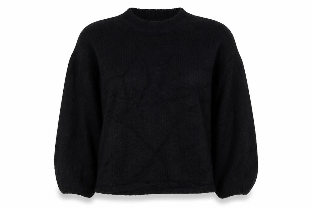 Nasty Gal Women's Black S Balloon Sleeve Mock Neck Knit Jumper