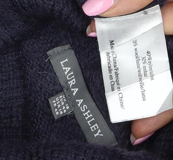 Laura Ashley Women’s Blue UK 12 Roll Neck Cable Knit Jumper