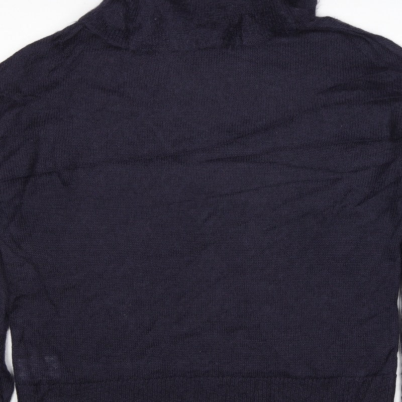 Laura Ashley Women’s Blue UK 12 Roll Neck Cable Knit Jumper