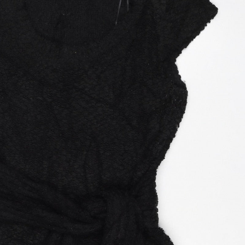 C Look Women’s Black Size 16 Chunky Knit Button Shrug Cardigan