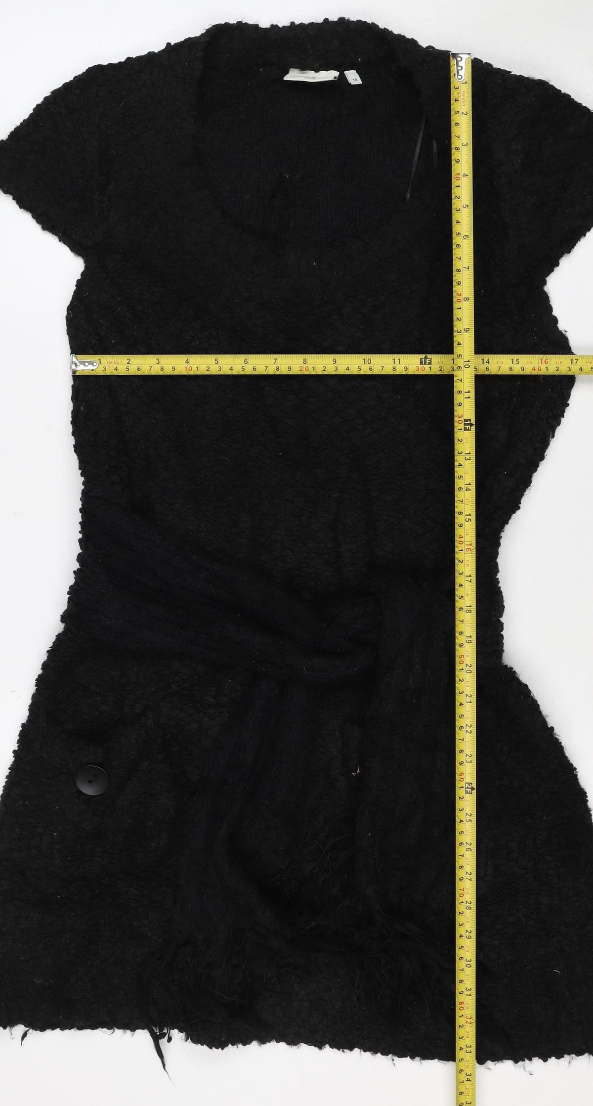 C Look Women’s Black Size 16 Chunky Knit Button Shrug Cardigan