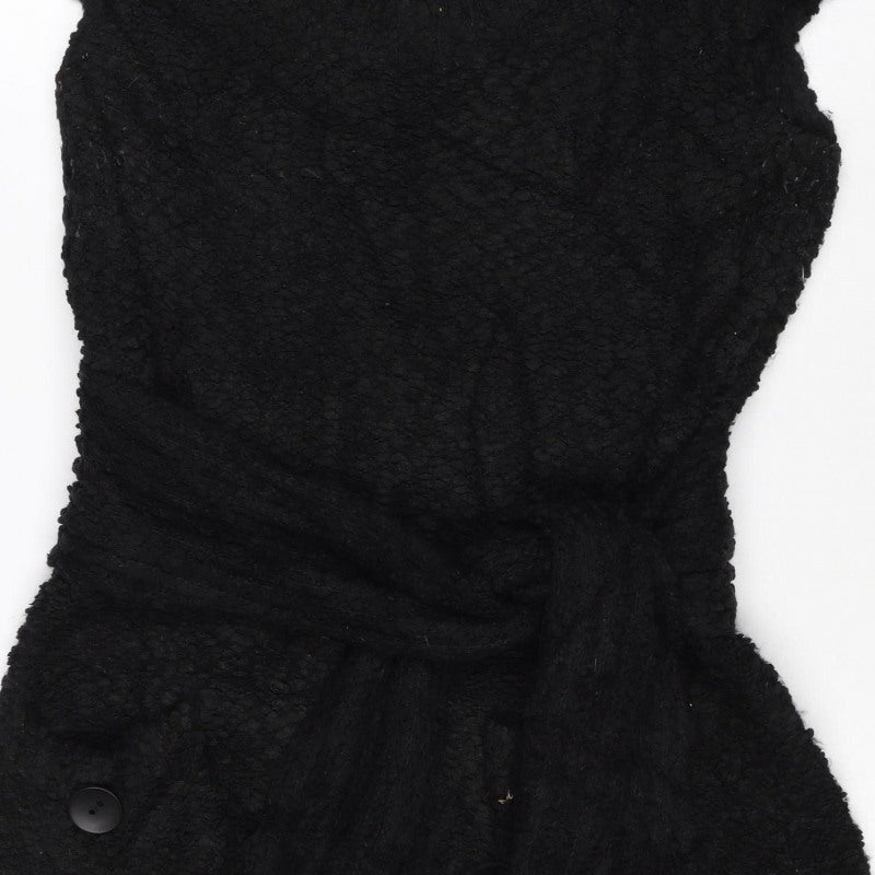 C Look Women’s Black Size 16 Chunky Knit Button Shrug Cardigan