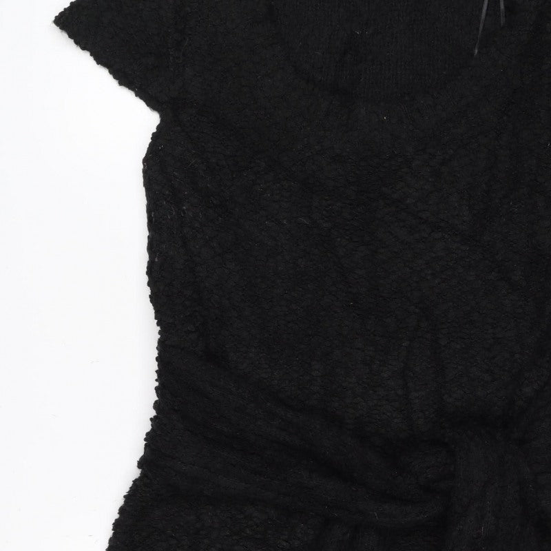C Look Women’s Black Size 16 Chunky Knit Button Shrug Cardigan
