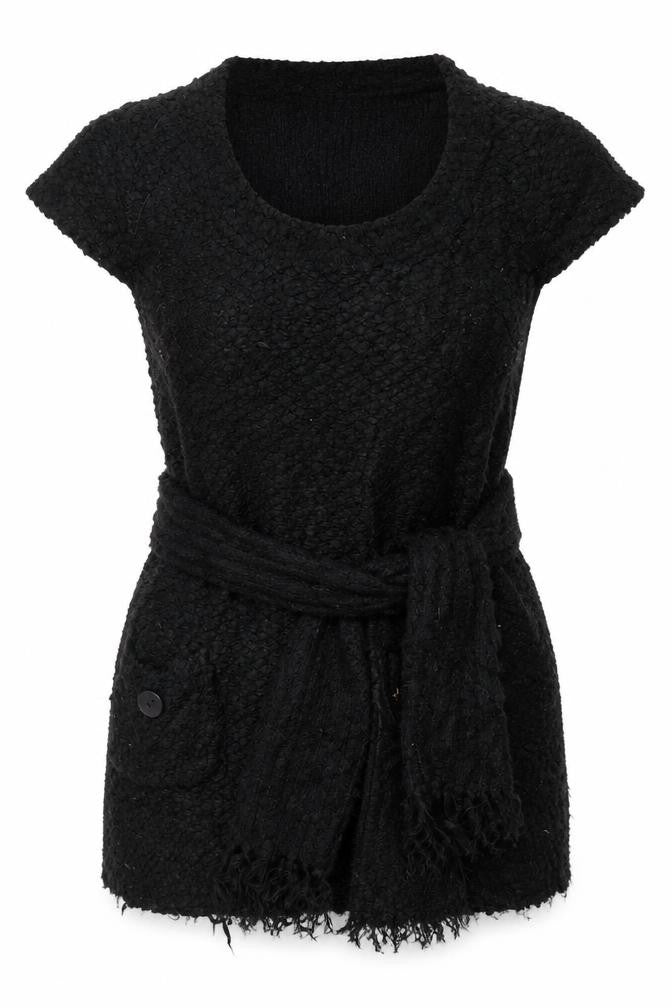 C Look Women’s Black Size 16 Chunky Knit Button Shrug Cardigan