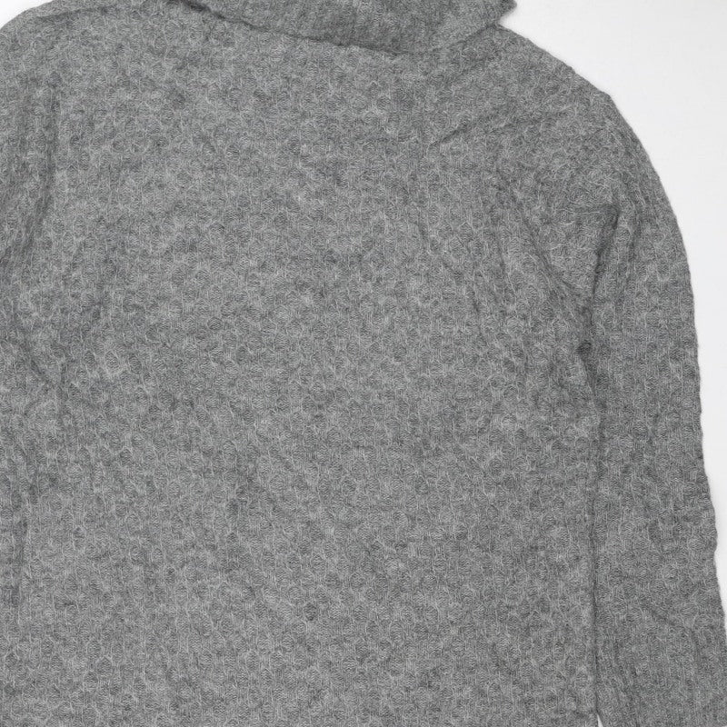 JDY Women’s Grey L Waffle Knit Crew Neck Long Sleeve Pullover Jumper