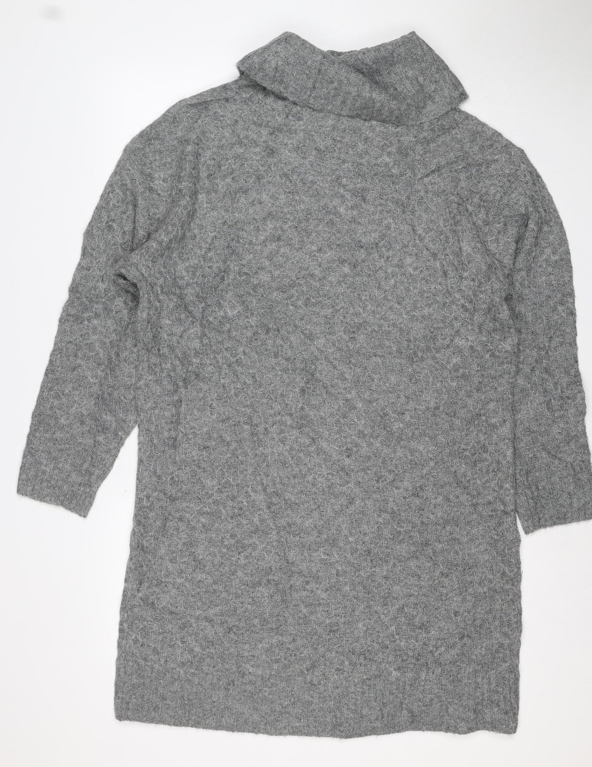 JDY Women’s Grey L Waffle Knit Crew Neck Long Sleeve Pullover Jumper