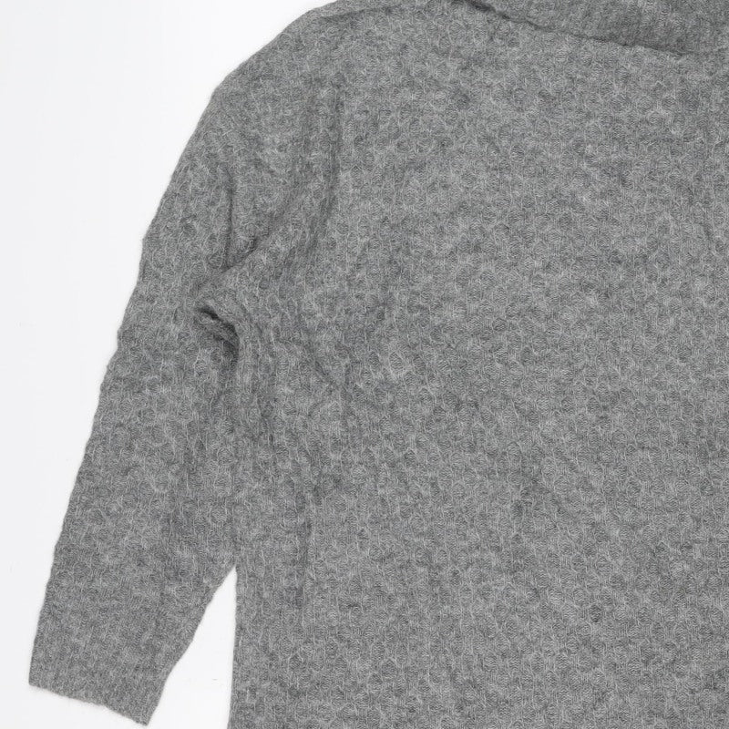 JDY Women’s Grey L Waffle Knit Crew Neck Long Sleeve Pullover Jumper
