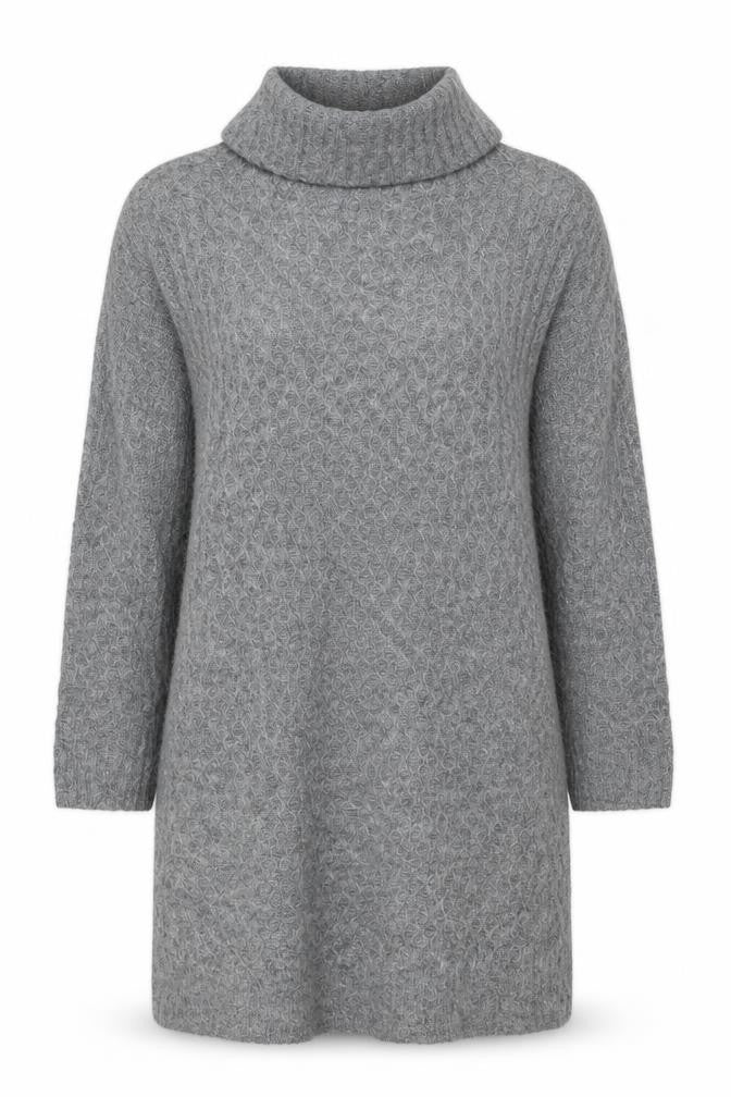 JDY Women’s Grey L Waffle Knit Crew Neck Long Sleeve Pullover Jumper
