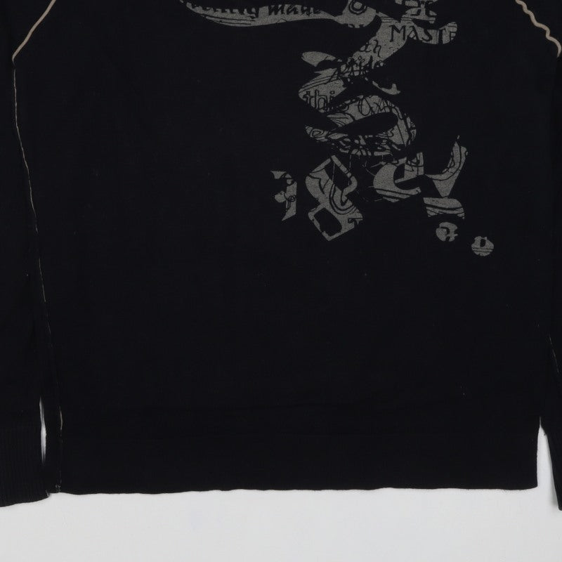 Diesel Men’s Black L Graphic Print Cotton Crew Neck Pullover Jumper