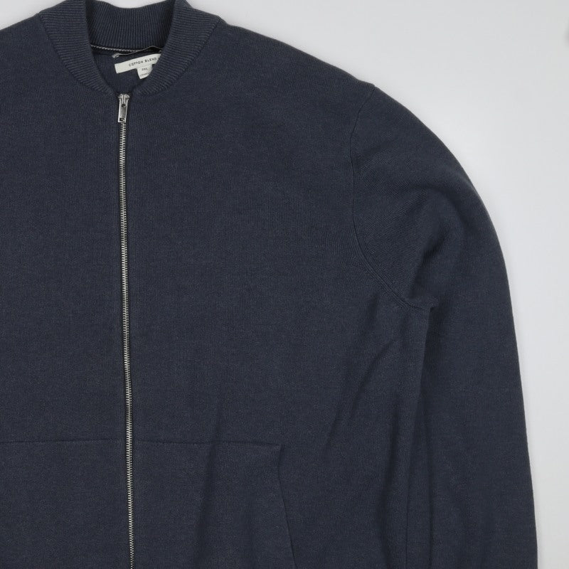 Marks & Spencer Men's Grey 3XL Full Zip Cotton Blend Knit Jumper