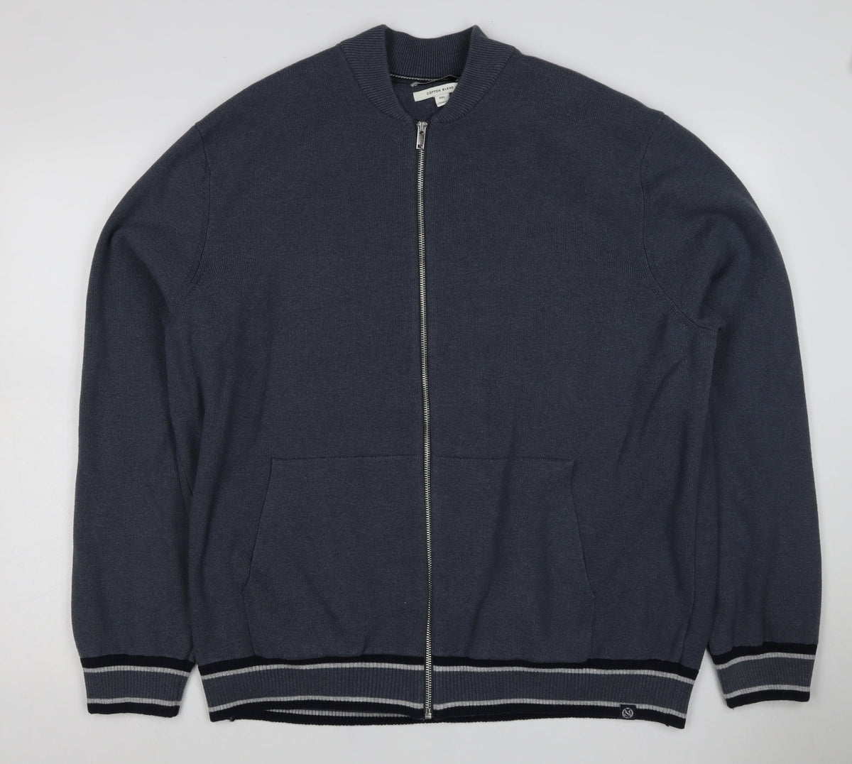 Marks & Spencer Men's Grey 3XL Full Zip Cotton Blend Knit Jumper