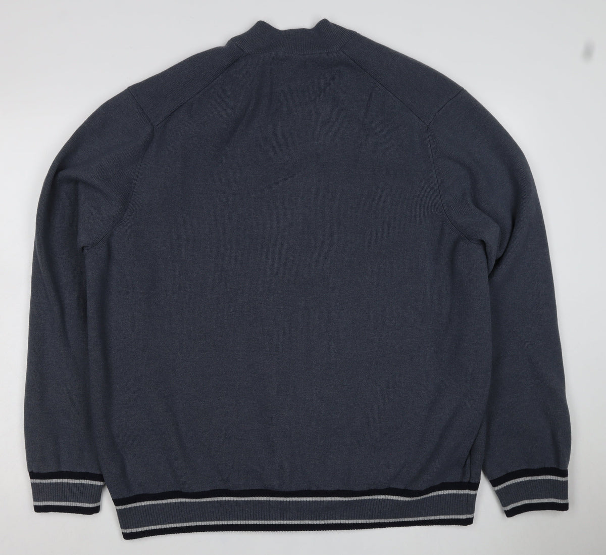 Marks & Spencer Men's Grey 3XL Full Zip Cotton Blend Knit Jumper